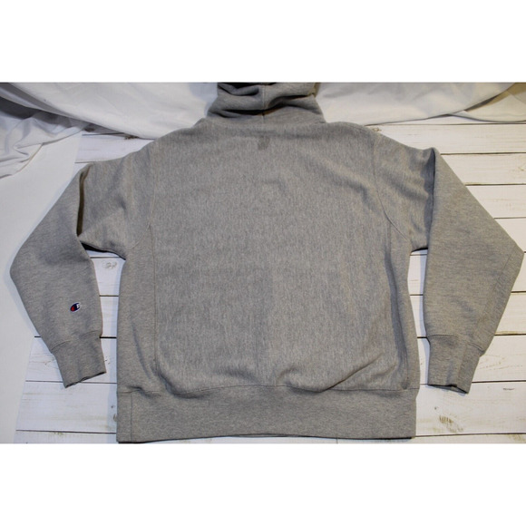 Champion Reverse Weave Men M Gray Hoodie Graphic Print Kangaroo Pocket Pullover - Picture 6 of 10